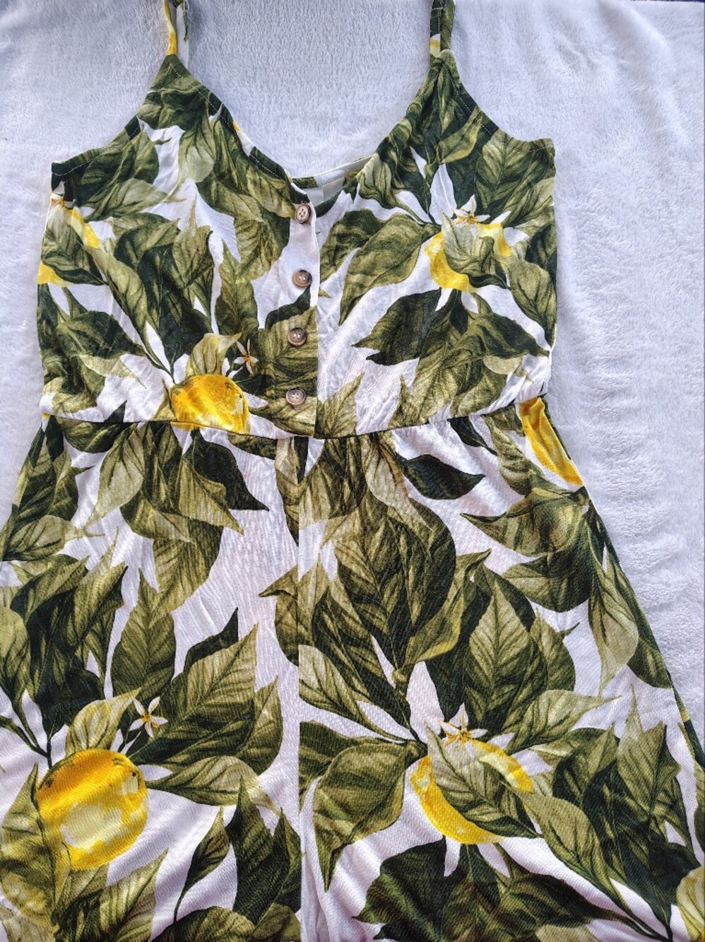 H&M Romper with Green and Yellow Leaf Print